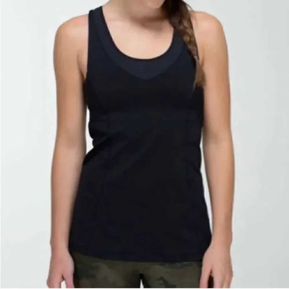 Lululemon Black racerback performance tank top EUC size 6